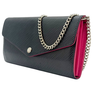 LOUIS VUITTON Black Epi Leather Sarah Wallet with Chain Louis Vuitton