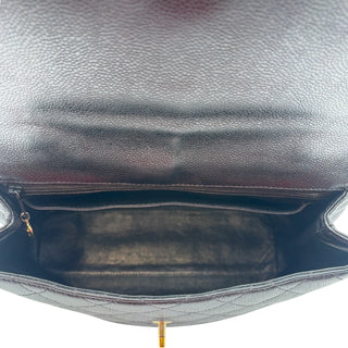 CHANEL Black Caviar Quilted Jumbo Kelly Flap Top Handle Bag Chanel