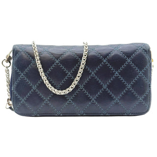 CHANEL Navy Calfskin Wild Stitch Timeless Zip Wallet Chanel