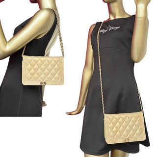 CHANEL Metallic Lambskin Boy Wallet on Chain Chanel