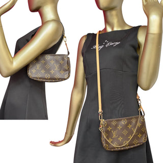 LOUIS VUITTON Monogram Coated Canvas Mini Pochette Accessories Louis Vuitton