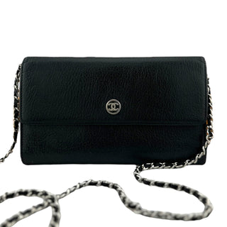 CHANEL Black Calfskin Trifold Wallet CHANEL