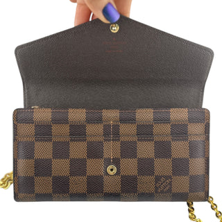 LOUIS VUITTON Damier Ebene Sarah Wallet with Chain Louis Vuitton