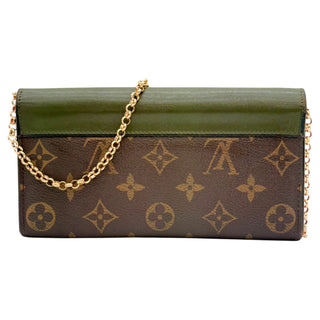 LOUIS VUITTON Monogram Green Tuileries Sarah Wallet with added Gold Crossbody Chain Louis Vuitton