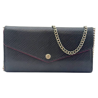 LOUIS VUITTON Black Epi Leather Sarah Wallet with Chain Louis Vuitton