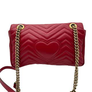 GUCCI Red Quilted Leather GG Marmont Flap Bag Gucci