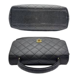 CHANEL Black Caviar Quilted Jumbo Kelly Flap Top Handle Bag Chanel