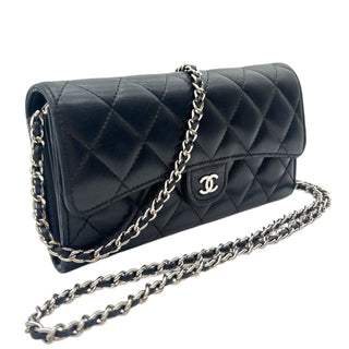 CHANEL Black Lambskin SHW Classic Flap Gusseted Wallet Chanel