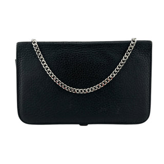 HERMES Black Clemence Dogon Wallet with Unbranded Chain Hermes
