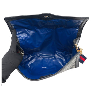 GUCCI Medium Navy Coated Canvas Ophidia Clutch with added Straps Gucci