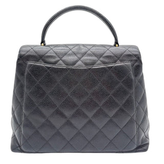 CHANEL Black Caviar Quilted Jumbo Kelly Flap Top Handle Bag Chanel
