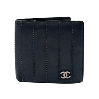 Chanel Black Lambskin Leather Bi Fold Wallet Chanel