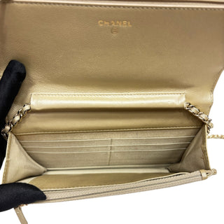CHANEL Metallic Lambskin Boy Wallet on Chain Chanel