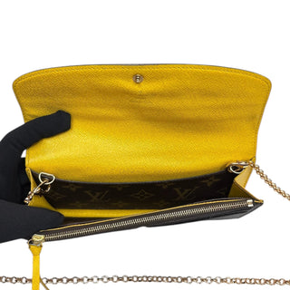 LOUIS VUITTON Monogram/Yellow Emilie Wallet with Added Crossbody Chain Louis Vuitton