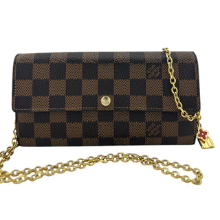 LOUIS VUITTON Damier Ebene Sarah Wallet with Chain and Charm Louis Vuitton