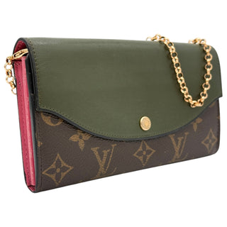 LOUIS VUITTON Monogram Green Tuileries Sarah Wallet with added Gold Crossbody Chain Louis Vuitton