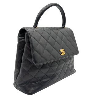 CHANEL Black Caviar Quilted Jumbo Kelly Flap Top Handle Bag Chanel