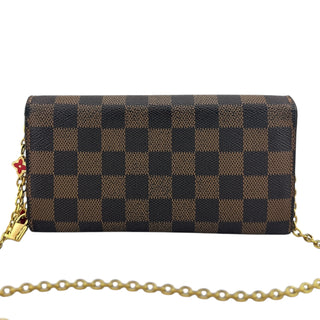 LOUIS VUITTON Damier Ebene Sarah Wallet with Chain and Charm Louis Vuitton