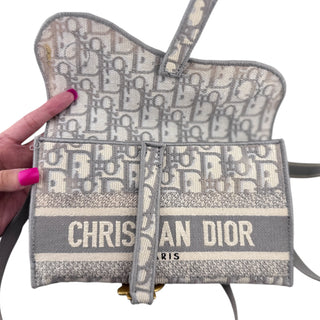 DIOR Grey Oblique Jacquard Saddle Bag Pochette/Waist Bag Dior