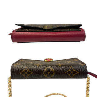 LOUIS VUITTON Monogram Flore Compact Wallet with Added Adjustable Chain Louis Vuitton
