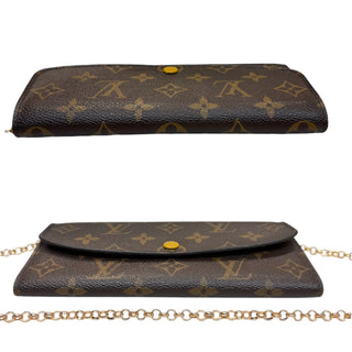 LOUIS VUITTON Monogram/Yellow Emilie Wallet with Added Crossbody Chain Louis Vuitton