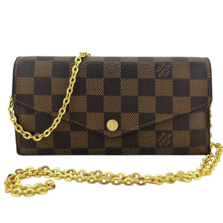 LOUIS VUITTON Damier Ebene Sarah Wallet with Chain Louis Vuitton