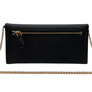 PRADA Black Saffiano Leather Wallet with Chain Prada