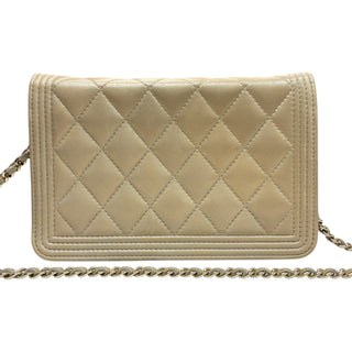 CHANEL Metallic Lambskin Boy Wallet on Chain Chanel