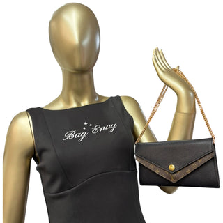 LOUIS VUITTON Monogram Double V Wallet with added Gold Chain Louis Vuitton