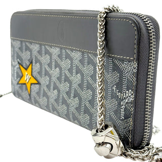 GOYARD Gray Goyardine Pouch with added Silver Wrist Chain Goyard