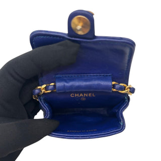 CHANEL Blue Lambskin Micro Classic Flap Belt Bag Chanel