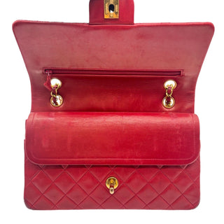 CHANEL Red Lambskin Medium Classic Double Flap Chain Bag Chanel
