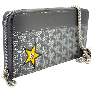 GOYARD Gray Goyardine Pouch with added Silver Wrist Chain Goyard