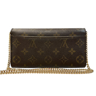 LOUIS VUITTON Monogram Sarah Wallet with added Gold Crossbody Chain/Charm Louis Vuitton