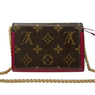LOUIS VUITTON Monogram Flore Compact Wallet with Added Adjustable Chain Louis Vuitton