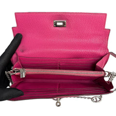 HERMES Pink Chevre Leather Kelly Wallet