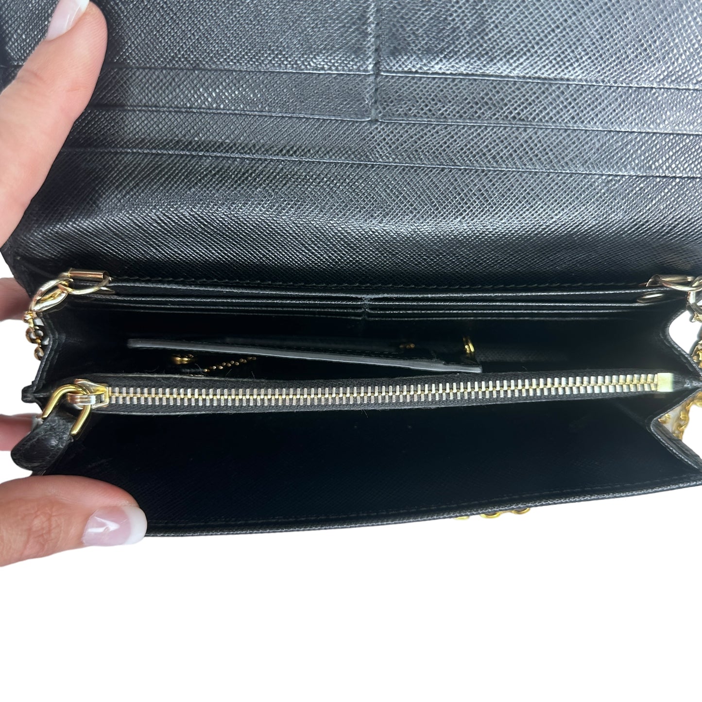 PRADA Saffiano Leather Wallet & Card Holder with Unbranded Chain Prada