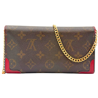 LOUIS VUITTON Red Monogram Retro Sarah Wallet with added Gold Chain Louis Vuitton