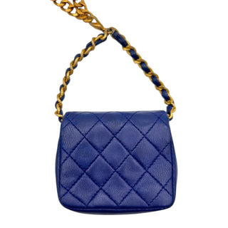 CHANEL Blue Lambskin Micro Classic Flap Belt Bag Chanel