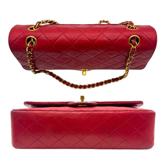 CHANEL Red Lambskin Medium Classic Double Flap Chain Bag Chanel