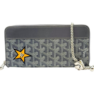 GOYARD Gray Goyardine Pouch with added Silver Wrist Chain Goyard