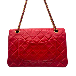 CHANEL Red Lambskin Medium Classic Double Flap Chain Bag Chanel