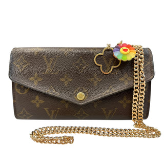 LOUIS VUITTON Monogram Sarah Wallet with added Gold Crossbody Chain/Charm Louis Vuitton