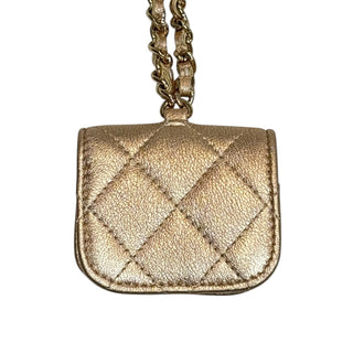CHANEL Metallic Lambskin Airpod Case with Chain Clasp Chanel