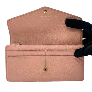 LOUIS VUITTON Pink Empreinte Wallet with Added Gold Crossbody Chain Louis Vuitton