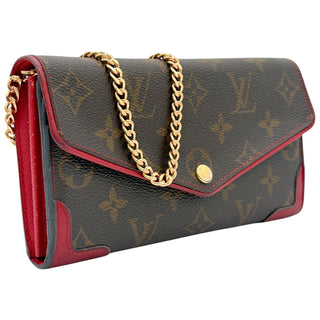 LOUIS VUITTON Red Monogram Retro Sarah Wallet with added Gold Chain Louis Vuitton