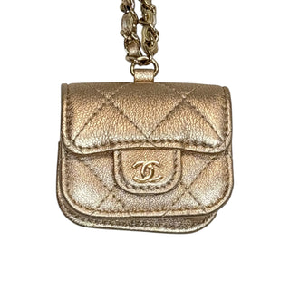 CHANEL Metallic Lambskin Airpod Case with Chain Clasp Chanel