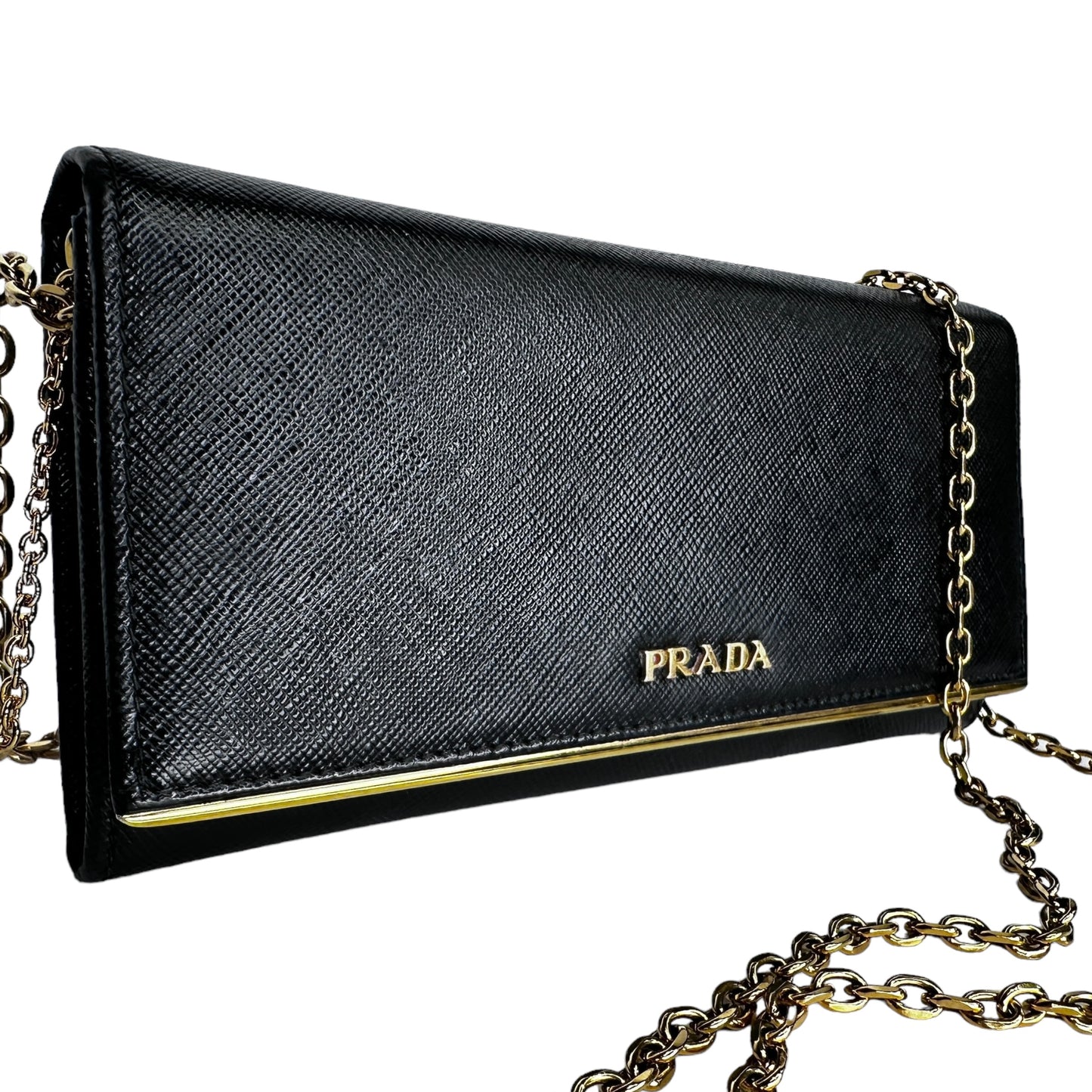 PRADA Saffiano Leather Wallet & Card Holder with Unbranded Chain Prada