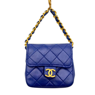 CHANEL Blue Lambskin Micro Classic Flap Belt Bag Chanel