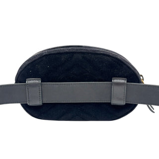 GUCCI Black Velvet Chevron Quilted Star Marmont Waist Bag Gucci